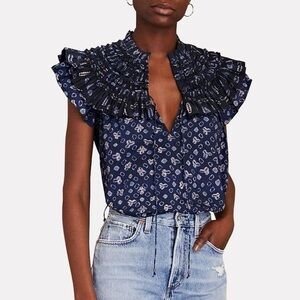 ulla johnson solina top cotton blouse ultramarine size 6